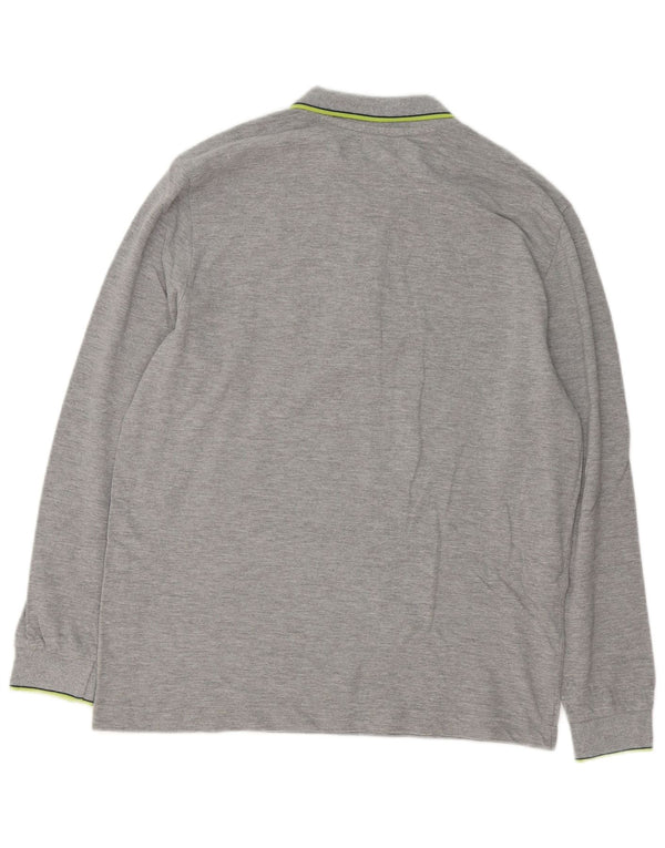 Kappa Polo à manches longues pour homme, coupe classique, grand, gris, coton