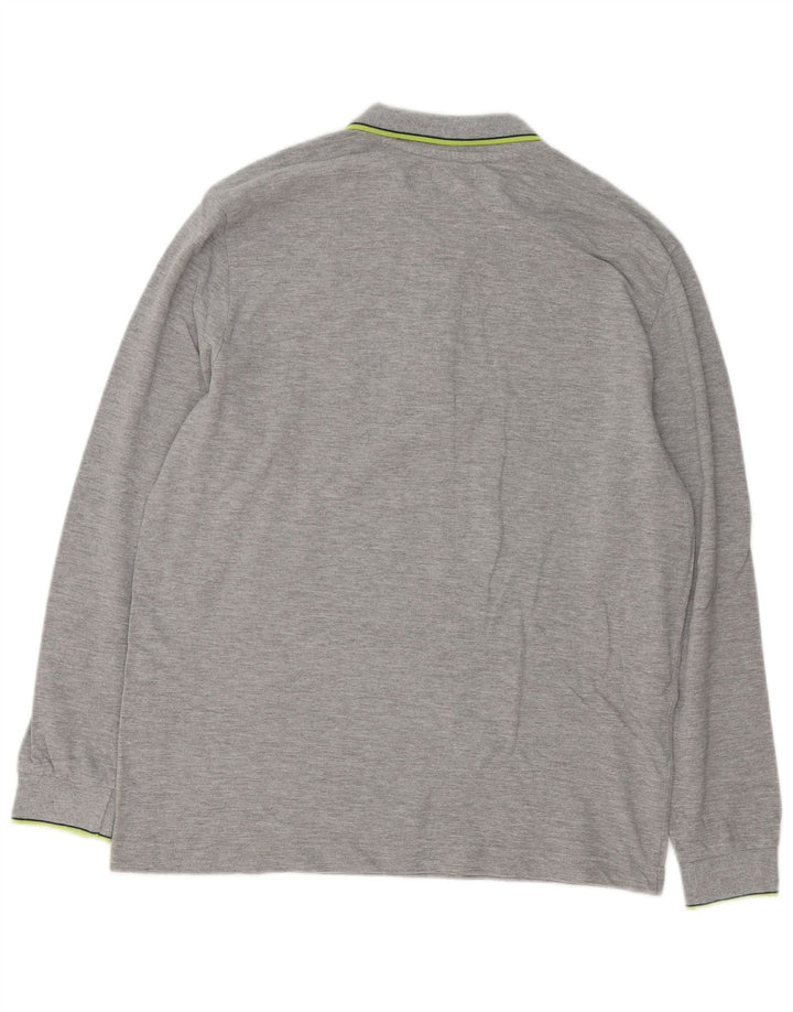 Kappa Polo à manches longues pour homme, coupe classique, grand, gris, coton