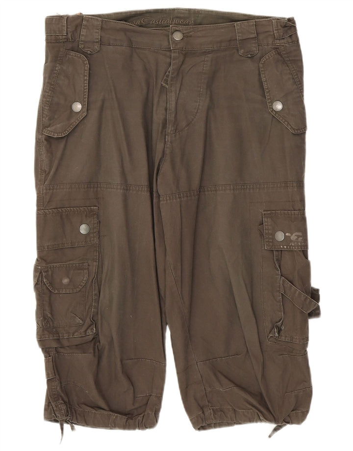 Zara Short cargo pour homme EU 42 Large W32 Kaki Coton