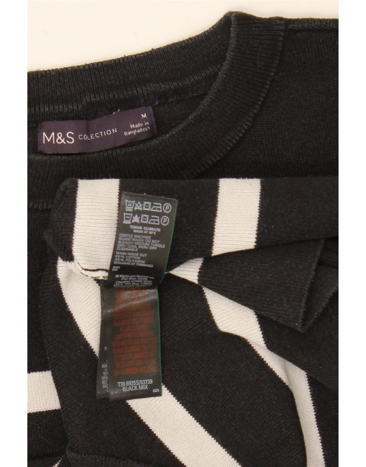 Marks & Spencer Pull ras du cou pour femme UK 12 Medium Noir Rayé