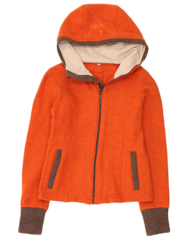 vintage Femme Cardigan à capuche Pull UK 14 Medium Orange Colourblock