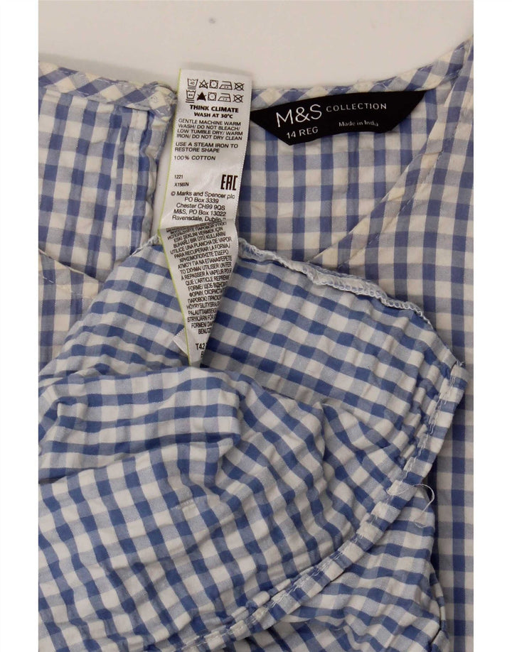 Marks & Spencer Robe longue pour femme UK 44 en coton vichy bleu moyen