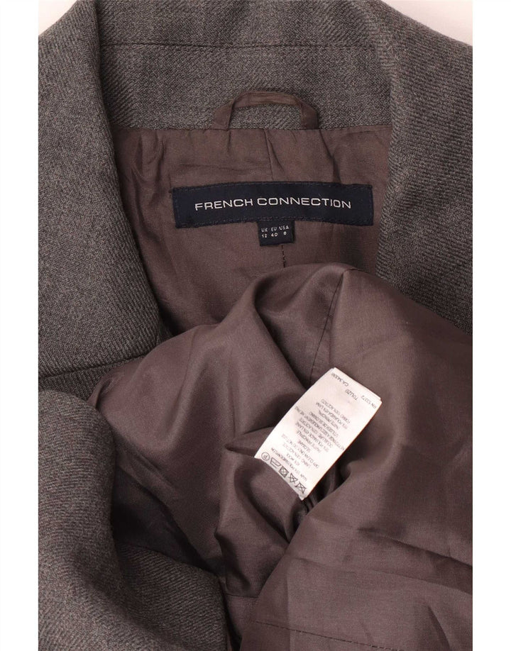 French Connection Manteau militaire double boutonnage pour femme UK 12 Gris moyen