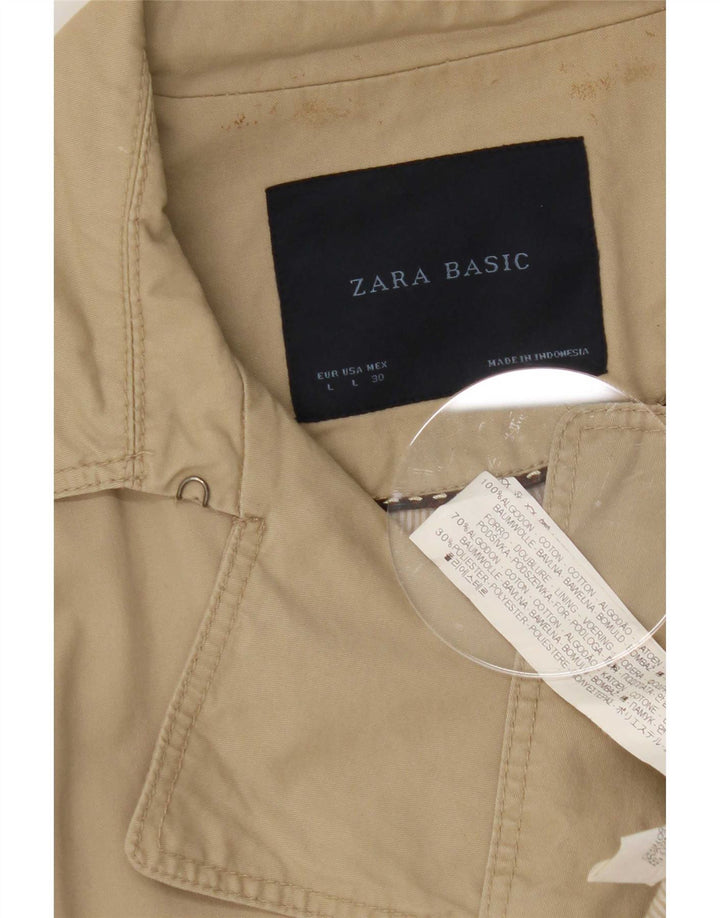 Zara Femme Trench Coat UK 16 Grand Coton Beige