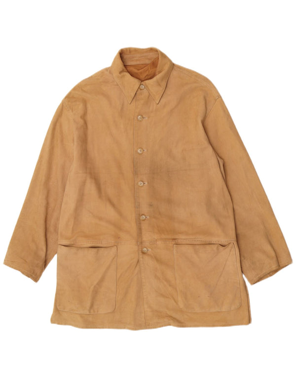 Enrico Mandelli Veste en cuir pour femme UK 18 XL Marron Classique