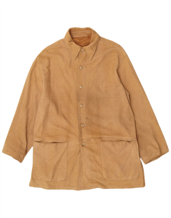 Enrico Mandelli Veste en cuir pour femme UK 18 XL Marron Classique