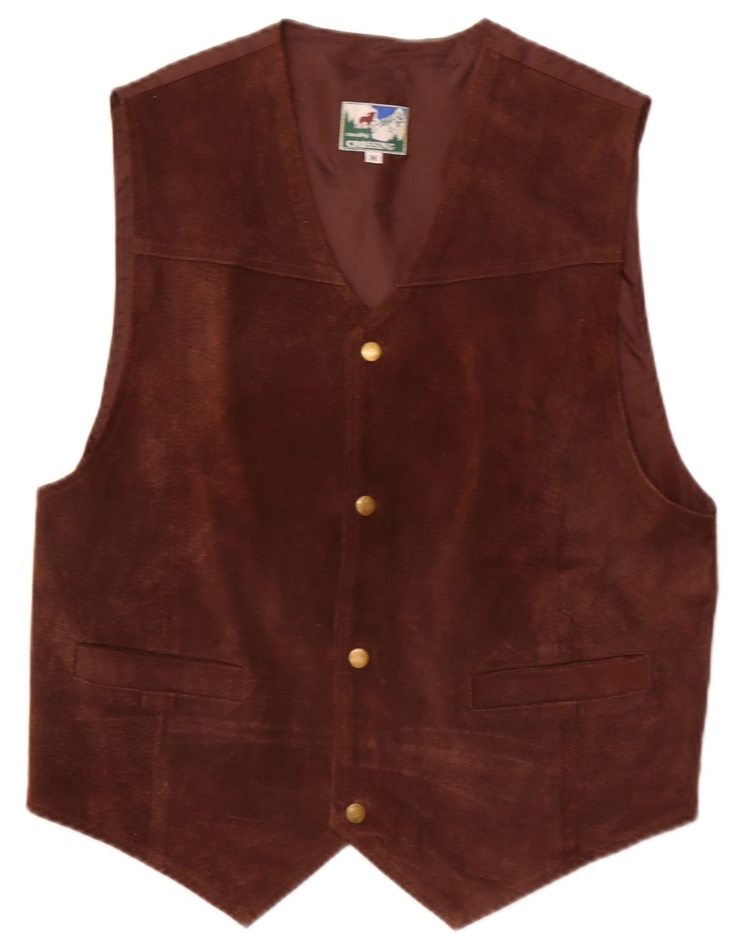 Gilet en daim vintage pour homme en cuir marron moyen