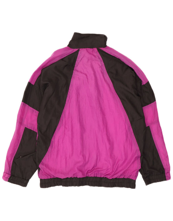 vintage Mens Survêtement Top Veste Grand Noir Colourblock Nylon