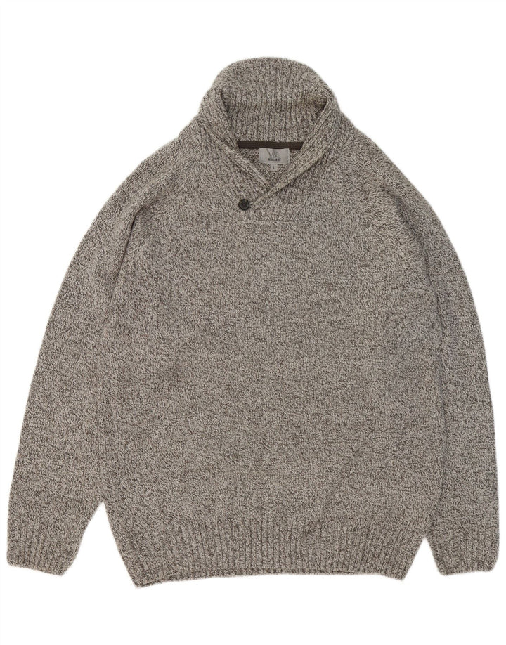 Marks & Spencer Pull à col châle pour homme, grand gris moucheté