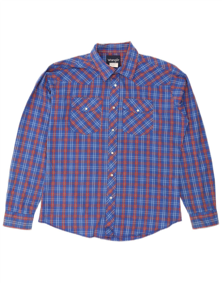 WRANGLER Chemise Garçon 15-16 ans 2XL Bleu à Carreaux Coton