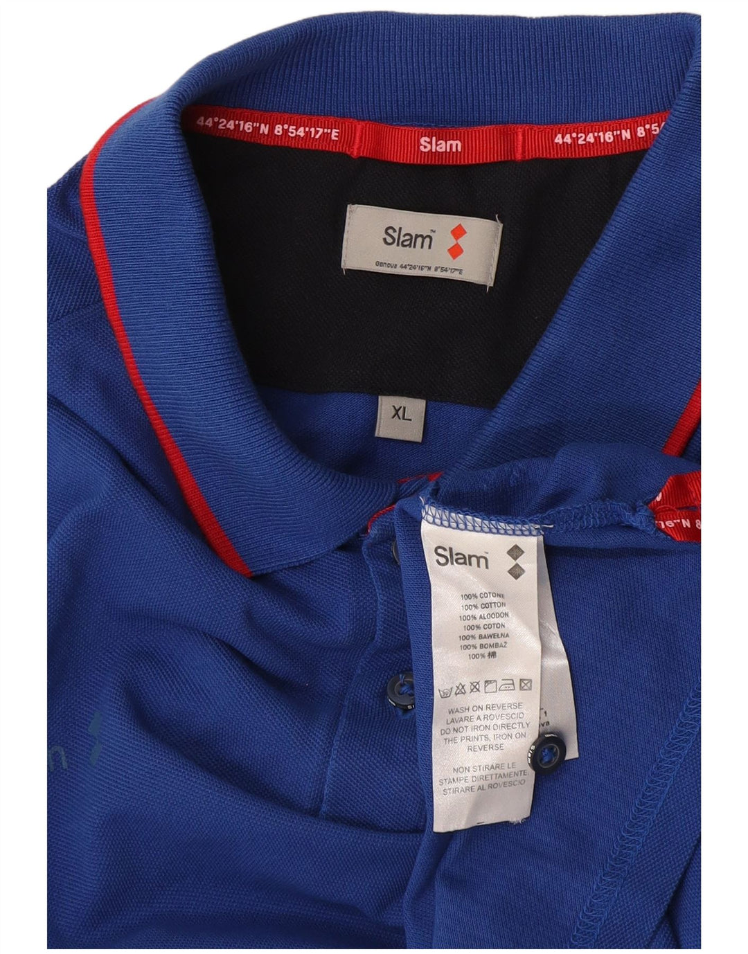 Slam Polo Graphique Homme XL Bleu Coton
