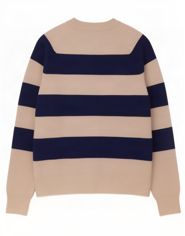 Marks & Spencer Womens Boat Neck Jumper Sweater UK 10 Small White Striped