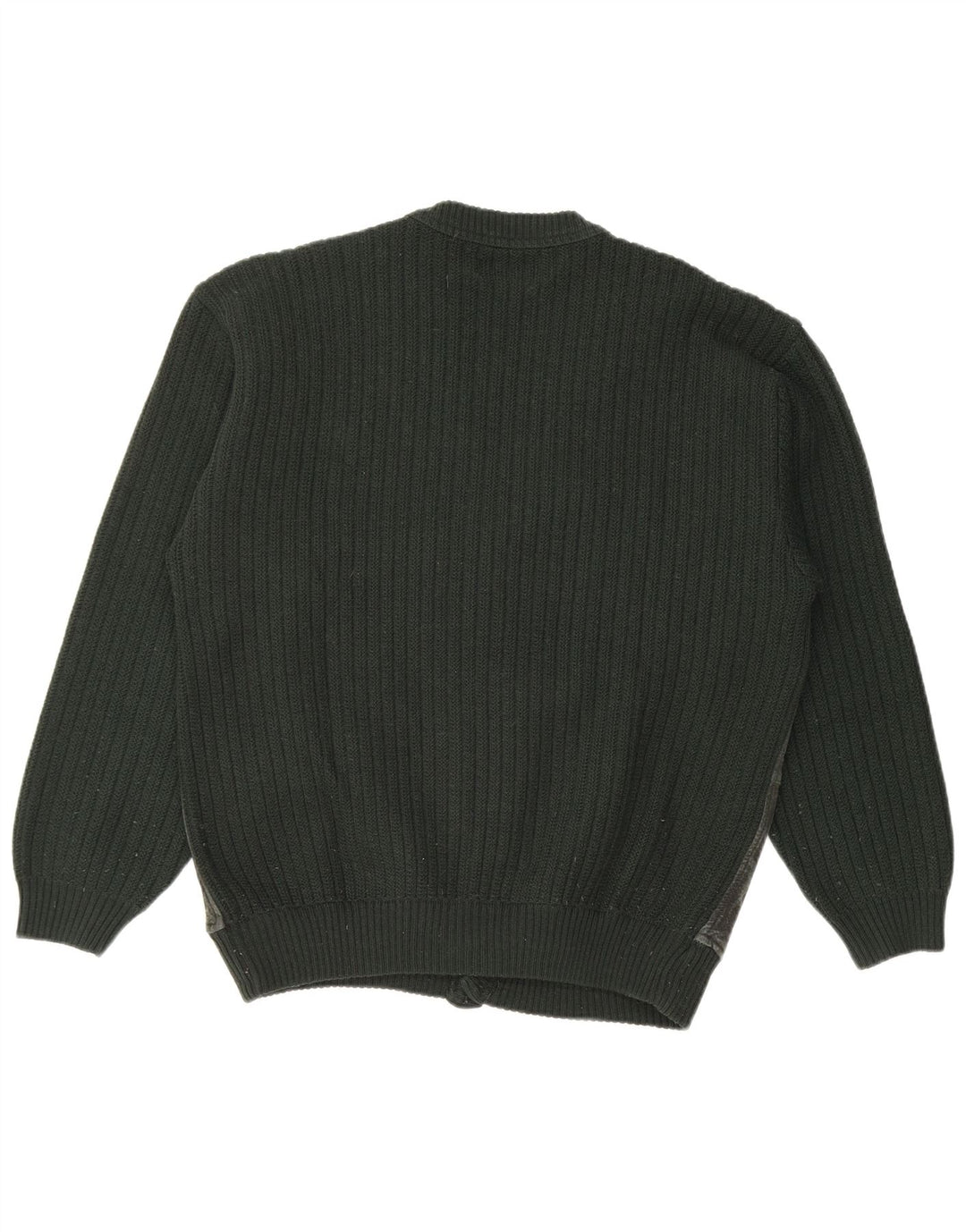 MALAGRIDA Pull Cardigan Homme Vert Moyen Géométrique Laine Vierge