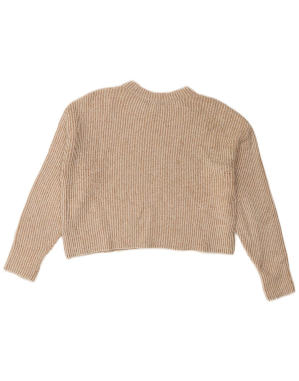 Topshop Pull court surdimensionné à col rond pour femme UK 6 XS Beige