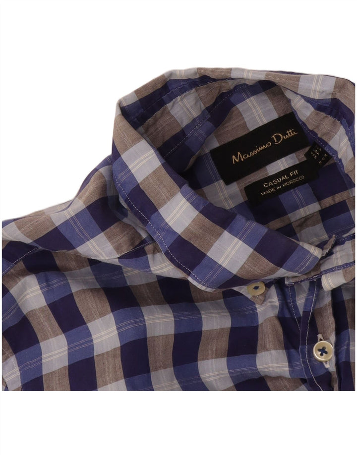 Massimo Dutti Chemise décontractée pour homme Bleu moyen Vichy