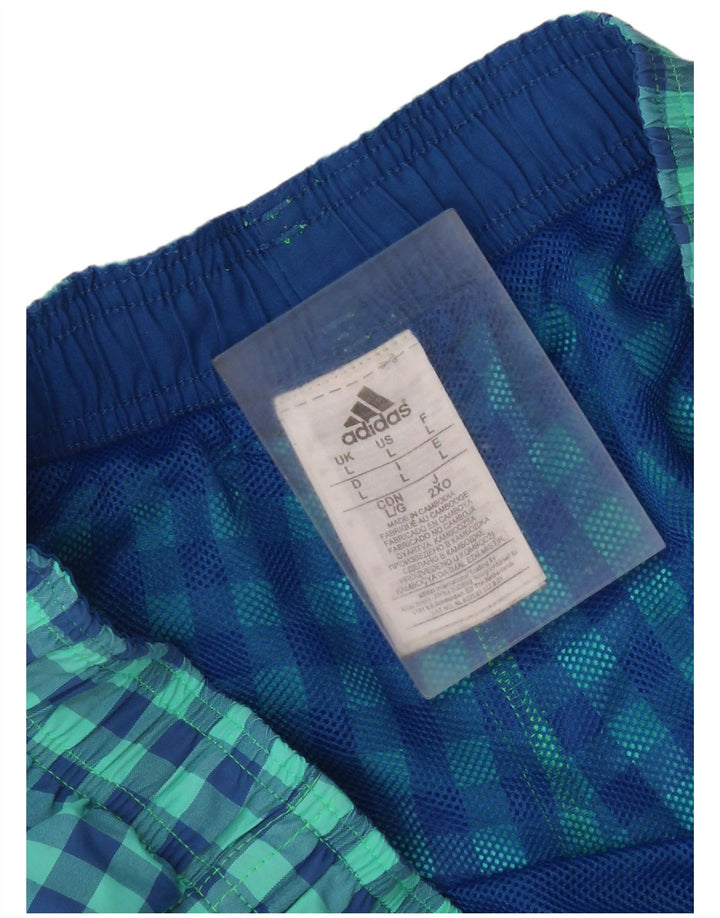 Adidas Short de bain pour homme Large en nylon vichy turquoise