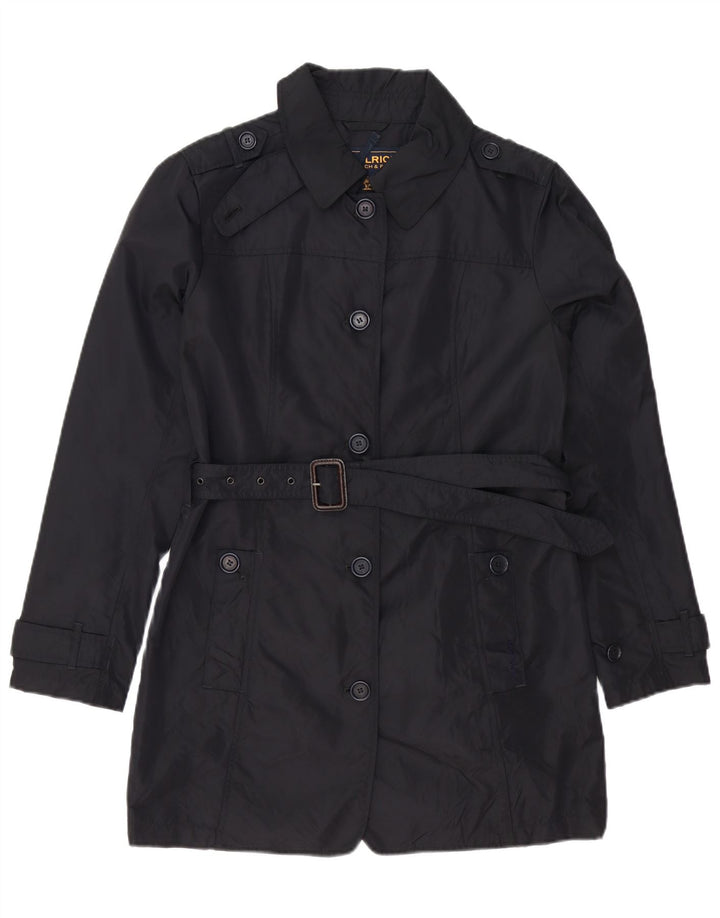 Woolrich Trench Coat Femme UK 16 Large Noir Nylon