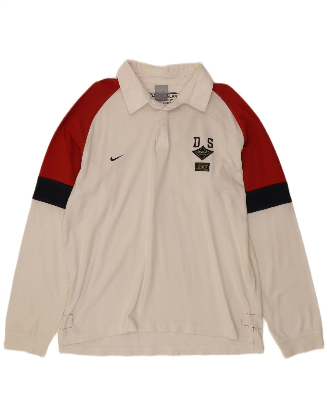 NIKE Polo de rugby à manches longues pour homme UK 45/47 XL Blanc Colourblock