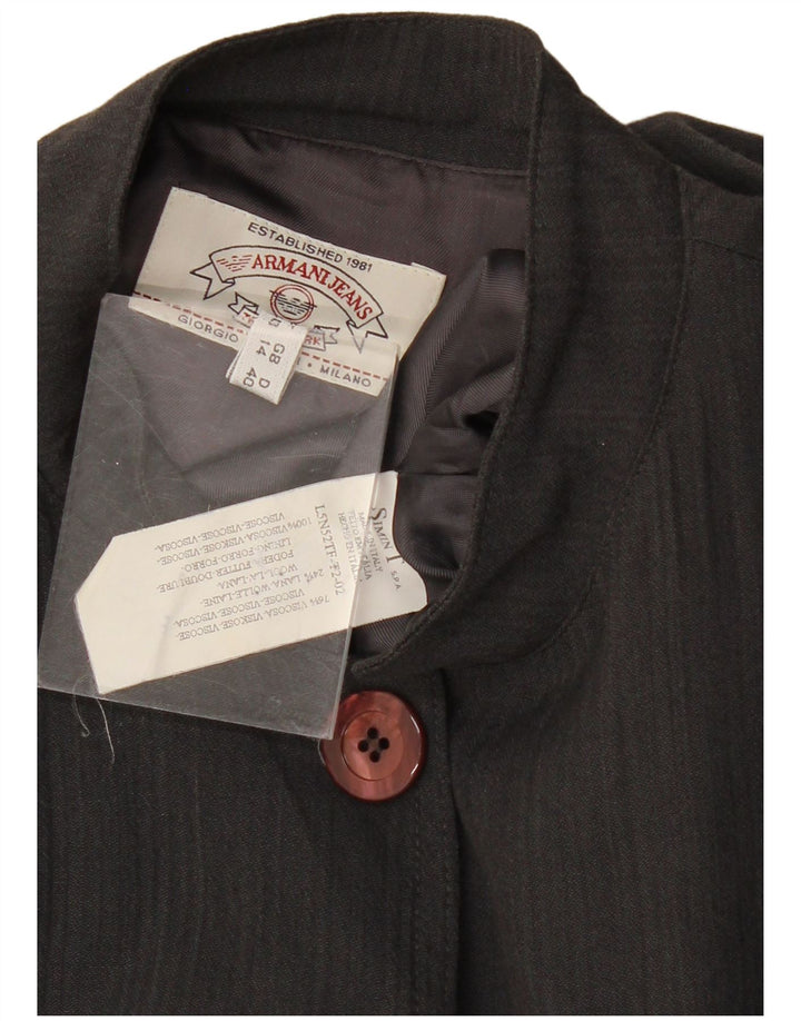 ARMANI JEANS Veste Blazer 5 Boutons Femme UK 14 Large Noir Viscose