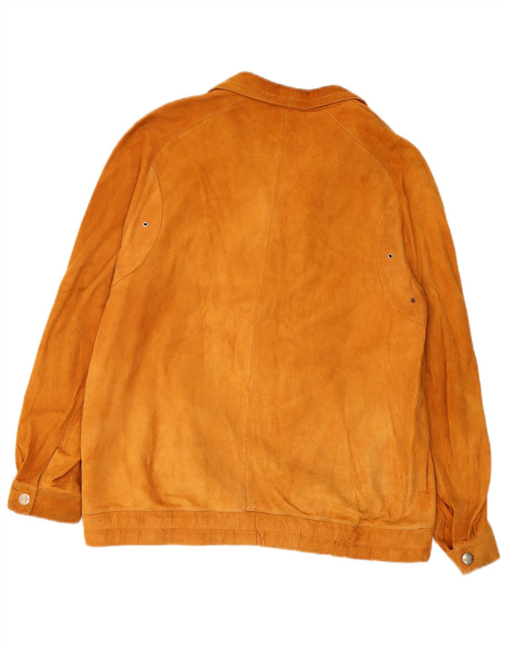 veste en daim femme vintage IT 46 Grand cuir beige