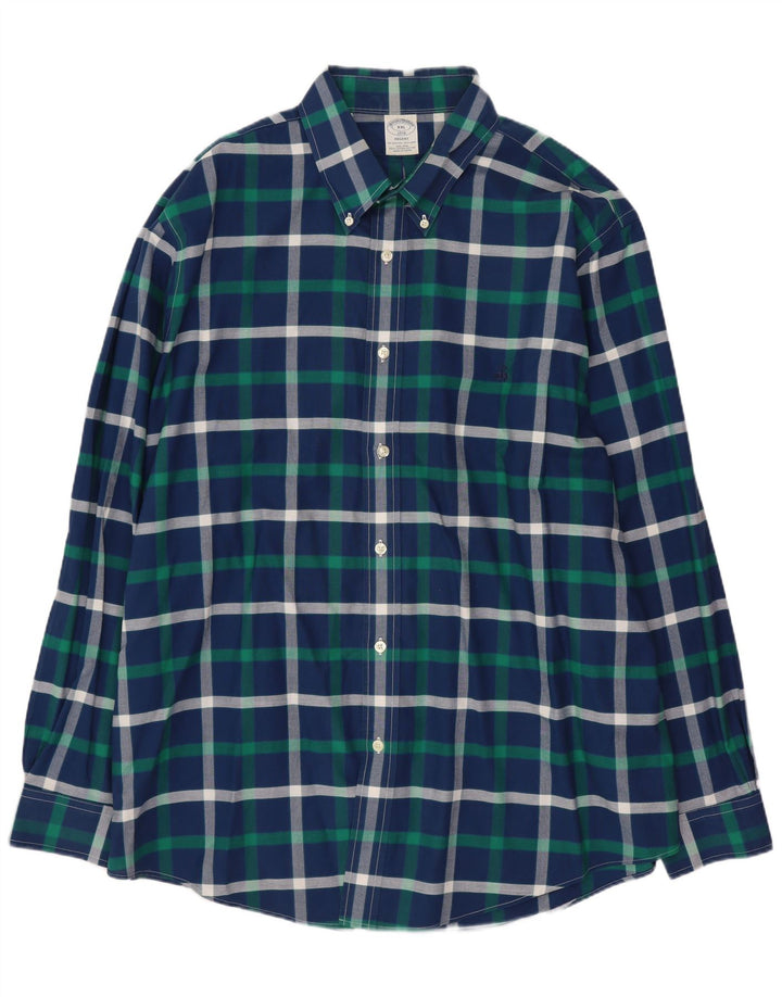 Brooks Brothers Chemise Regent pour homme 2XL en coton à carreaux bleu