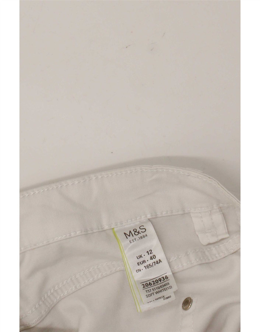 Marks & Spencer Pantalon Capri Femme UK 12 Medium W32 L21 Blanc