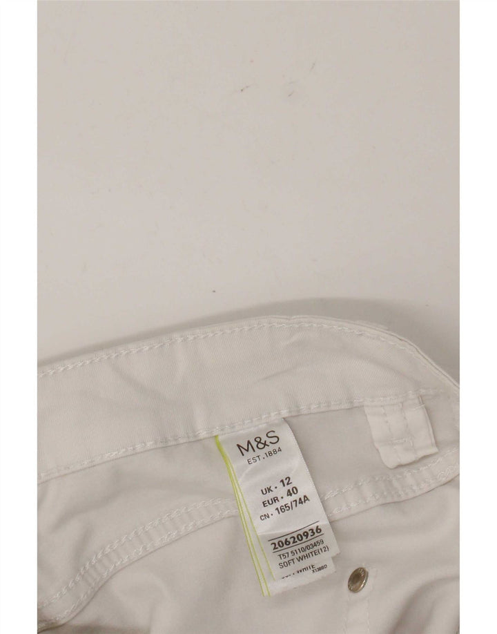 Marks & Spencer Pantalon Capri Femme UK 12 Medium W32 L21 Blanc