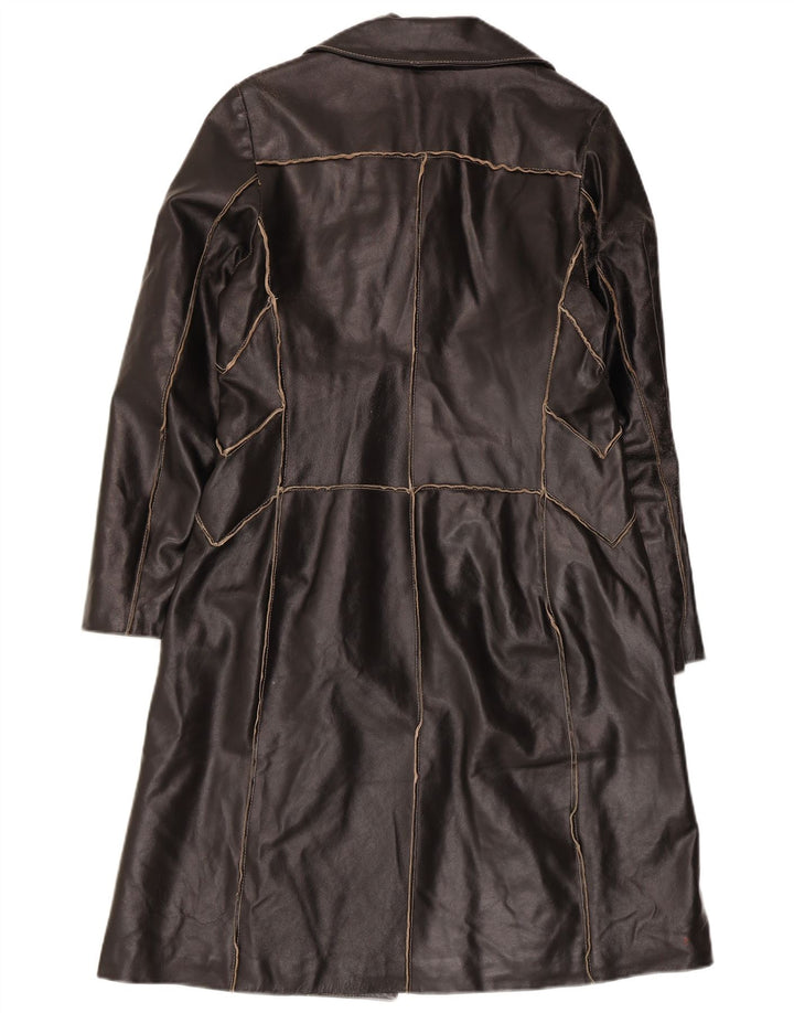 Conbipel Manteau Trench En Cuir Femme IT 42 Noir Moyen