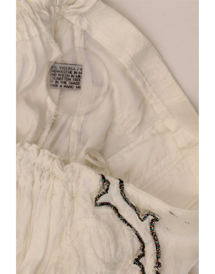 jupe évasée vintage femme W27 petite viscose florale blanche