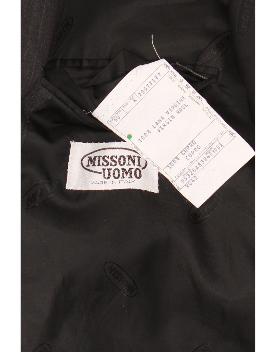 MISSONI Veste Blazer Uomo Double Boutonnage Homme IT 50 Grandes Rayures Grises