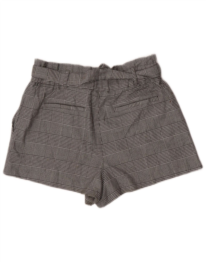 Zara Short Chino Taille Haute Femme Large W30 Gris Pied-de-Poule Polyester
