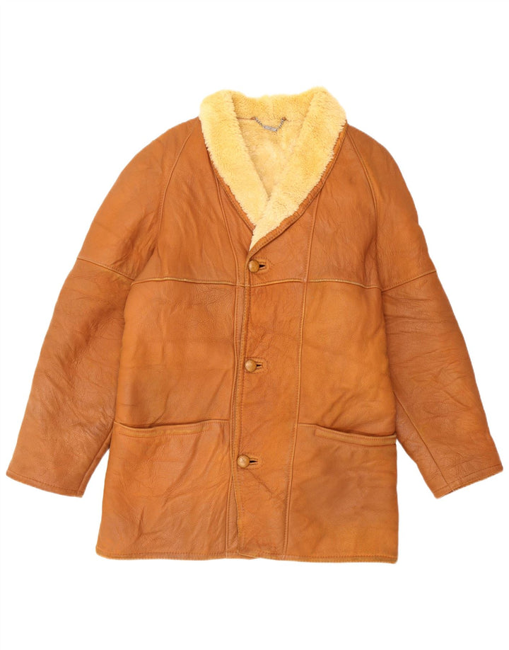 MABRUN Veste en peau de mouton pour homme UK 36 Petit cuir marron