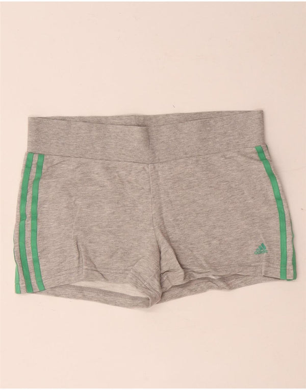 Adidas Short de sport graphique pour femme UK 14 Gris moyen en coton moucheté