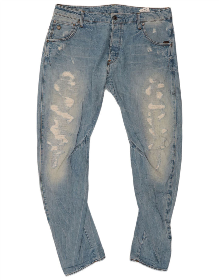 G-STAR Hommes 3D Arc Distressed Banana Slim Jeans W34 L30 Bleu Coton