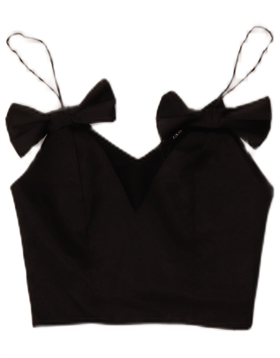Zara Femmes Crop Cami Top UK 4 XS Noir Polyester