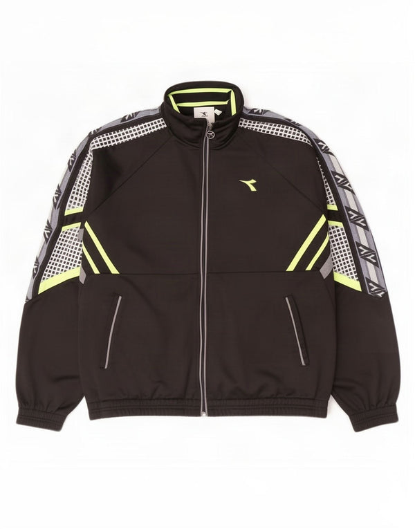 Diadora Veste de survêtement pour homme UK 46 2XL Noir Colorblock Polyester