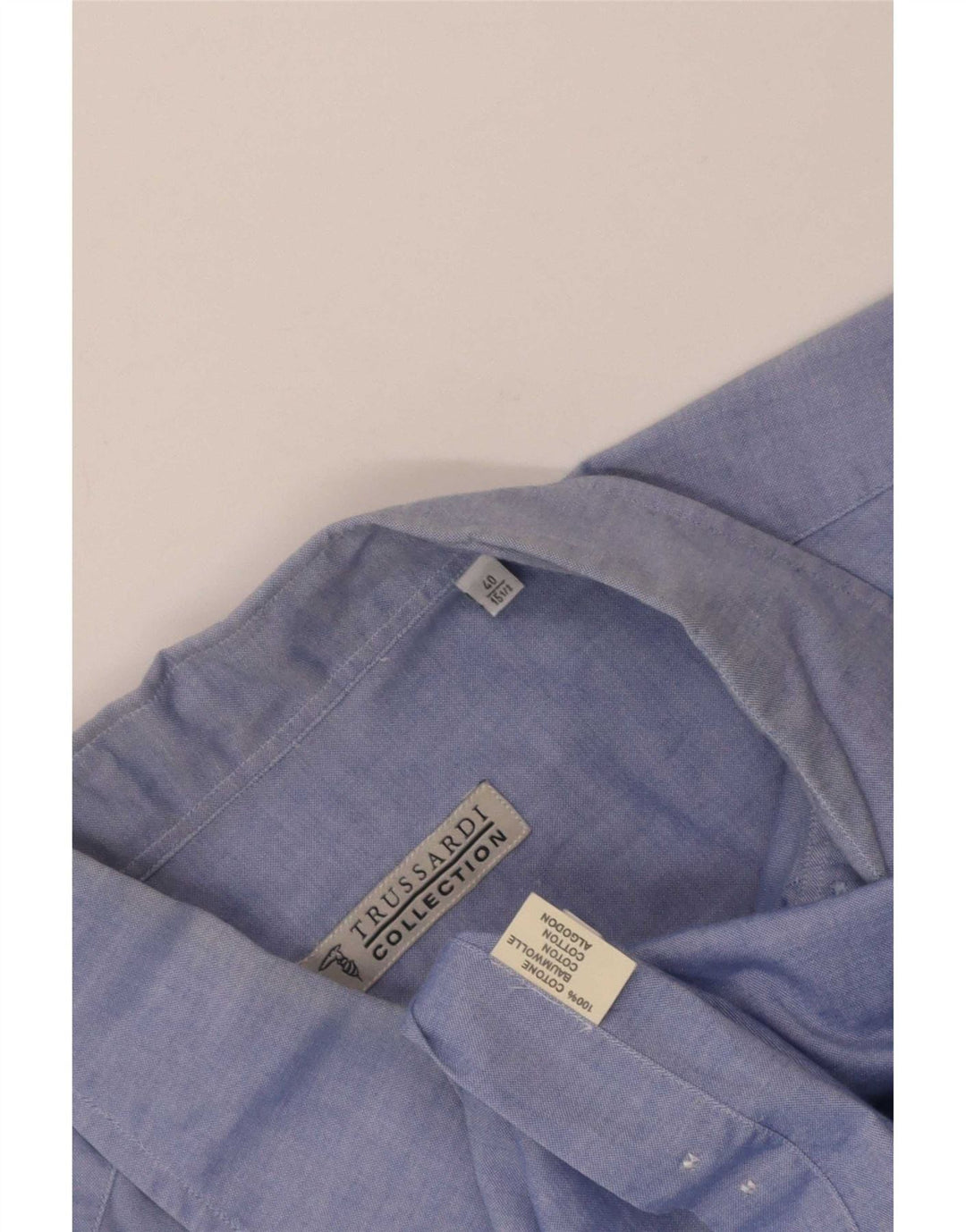 Trussardi Jeans Chemise Homme Taille 40 15 1/2 Bleu Moyen Coton