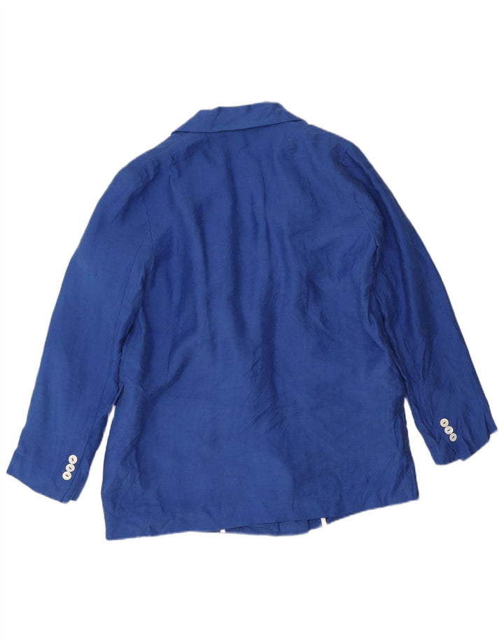 Zara Veste blazer surdimensionnée à double boutonnage pour femme UK 6 XS Bleu Lyocell