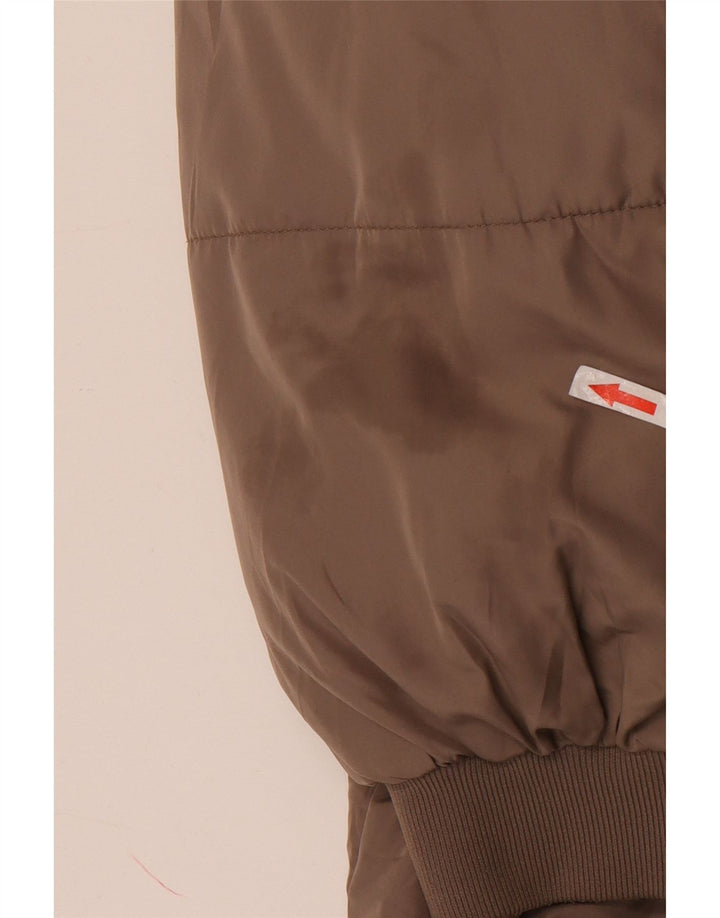 Zara Manteau matelassé surdimensionné à capuche pour femme UK 18 XL Marron Polyester