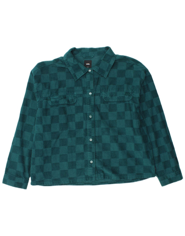 Vans Chemise surdimensionnée en velours côtelé pour femme UK 16 Grand coton géométrique vert