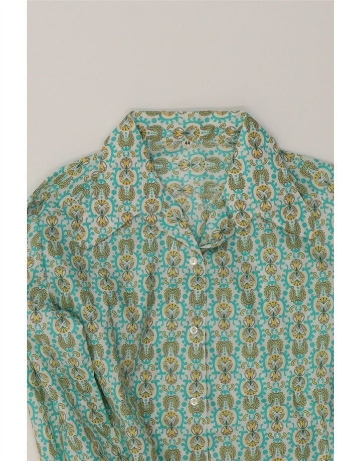 VINTAGE Womens Abstract Pattern Shirt IT 44 Medium Turquoise Vintage Vintage and Second-Hand Vintage from Messina Hembry 