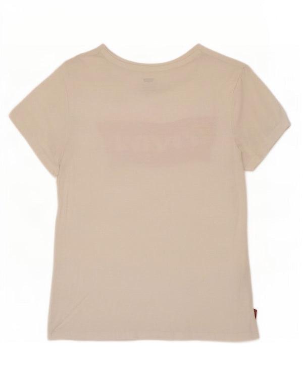 Levi's T-Shirt Graphique Femme UK 10 Petit Blanc Coton