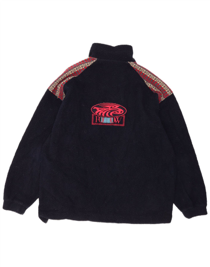 Think Pink Pull polaire à col zippé pour homme en polyester géométrique bleu marine