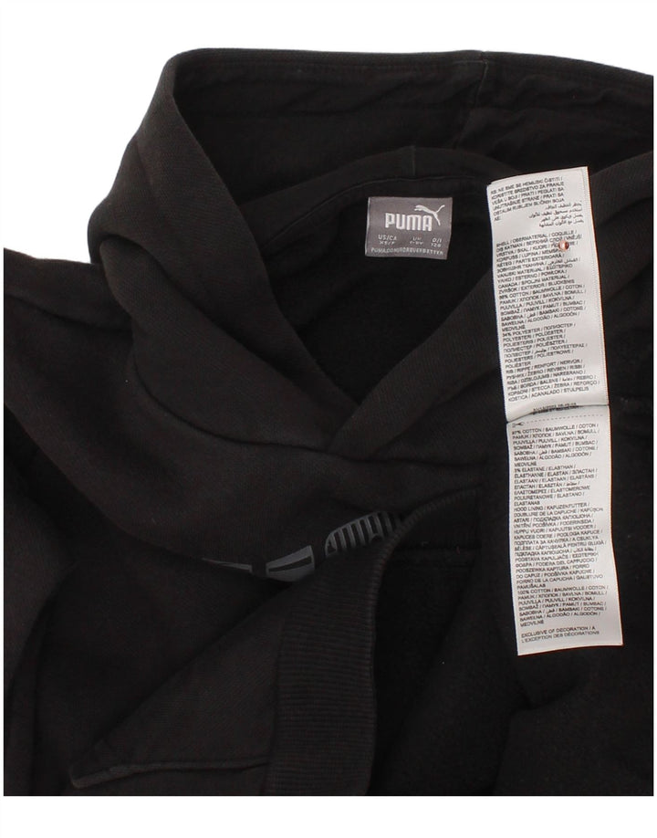 PUMA Pull à capuche graphique pour garçon 7-8 ans Noir Coton