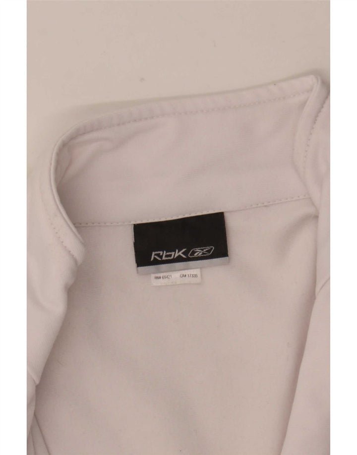 Reebok Veste de survêtement pour femme UK 12 Medium Blanc Colorblock Polyester