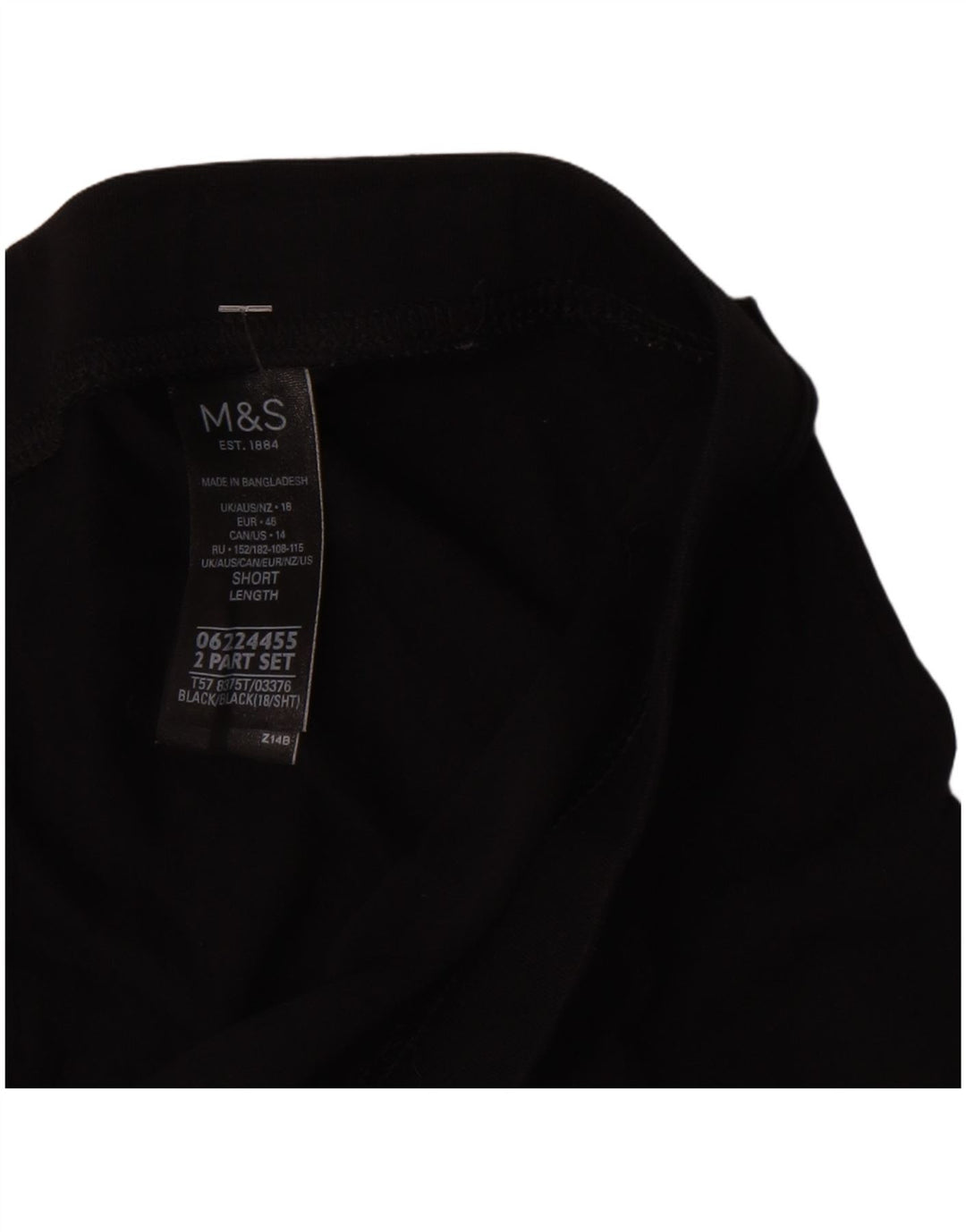 Marks & Spencer Leggings courts pour femme UK 18 XL Noir Coton