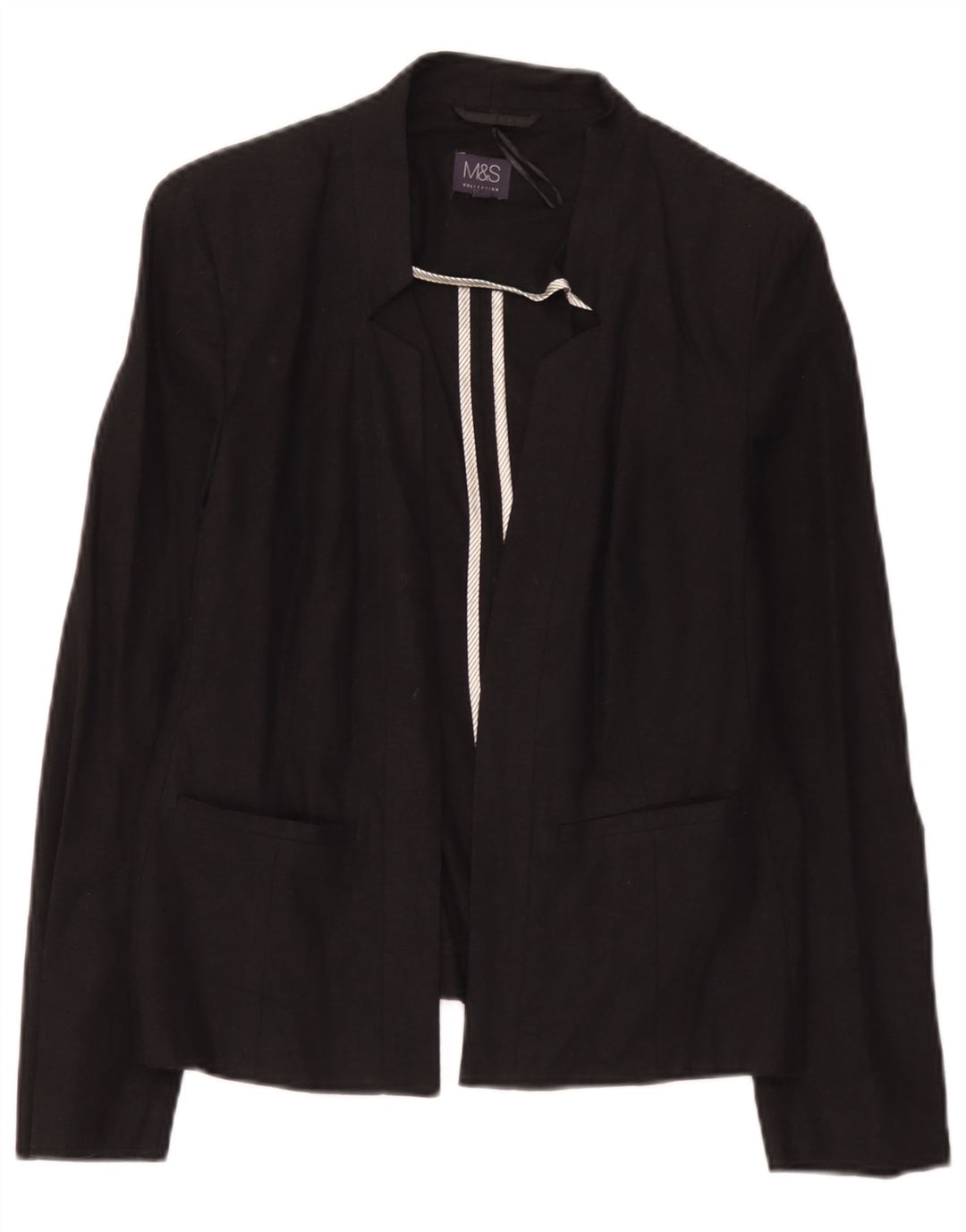Marks & Spencer Veste blazer ouverte pour femme UK 12 Lin noir moyen