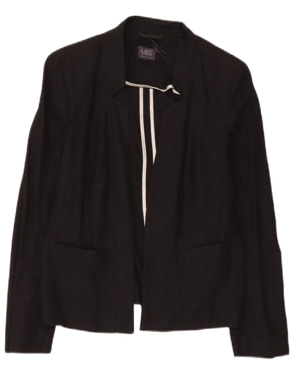 Marks & Spencer Veste blazer ouverte pour femme UK 12 Lin noir moyen