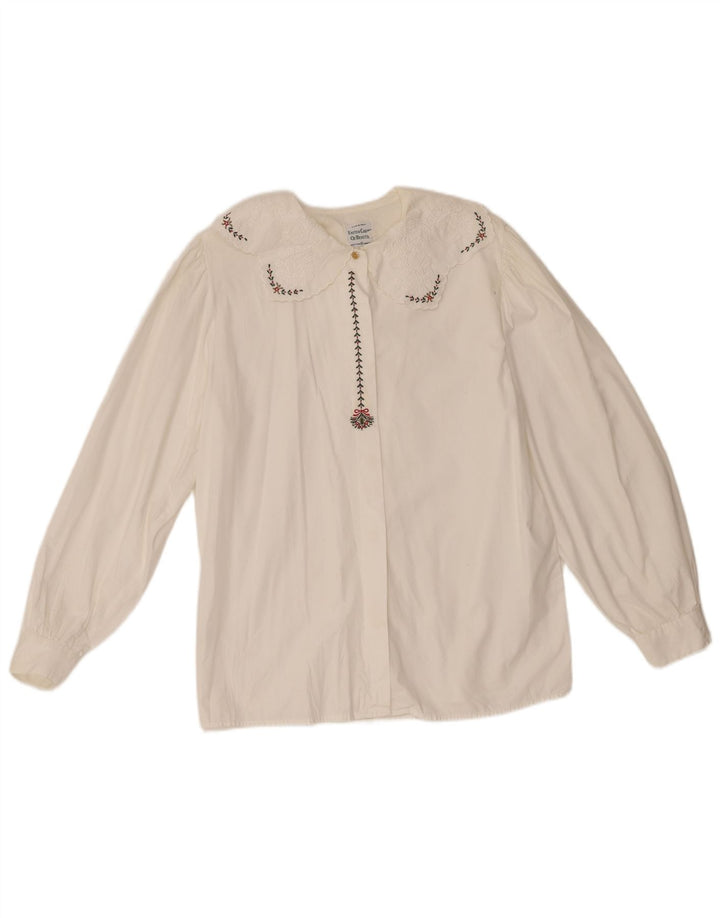 Benetton Femme Chemisier IT 44 Medium Off White Coton