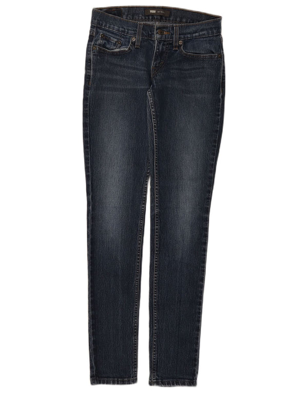 LEVI'S Womens 524 Skinny Jeans US 2 2XS W25 L32 Navy Blue Cotton